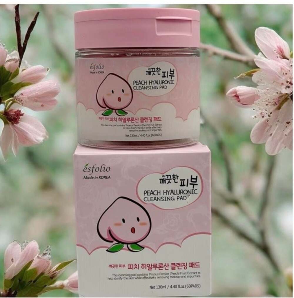 Esfolio Pure Skin Peach Hyaluronic Cleansing Pad 60 Pads 130ml